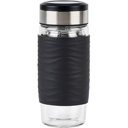 Чайний горнятко Emsa N20805 Teebecher з подвійними стінками, 0.4 л, знімний фільтр, BPA-Free, герметичне, для миття в посудомийній машині, 360° відкривання (Чорний)