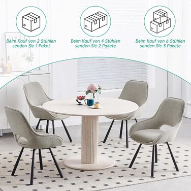 Набір обертових кухонних стільців 6 шт. з низькими підлокітниками, поворот 180°, автоматичне вирівнювання, для їдальні, кухні, комплект 6 шт. (Хакі, 4 шт.)