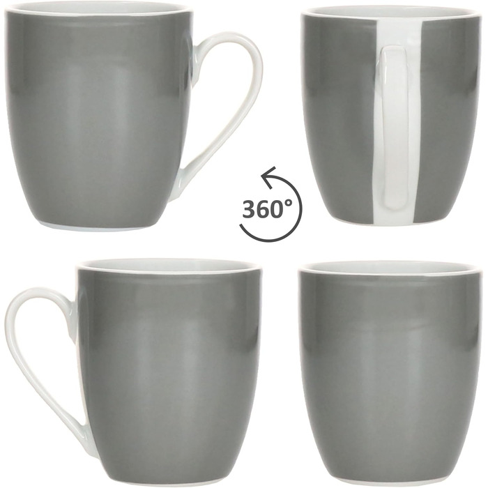 Набір посуду MamboCat Grau 12 предметів: 6 тарілок та 6 чашок 350 мл, 10,3 см, для 6 осіб, порцеляна