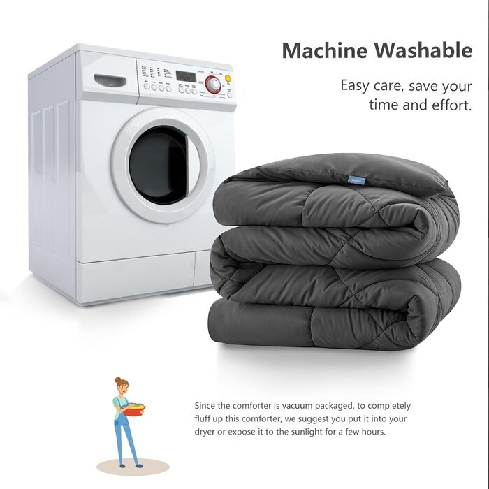 Ковдра CozyLux 200x200 см для всіх сезонів, ковдра з мікрофібри 300gsm, дихаюча, біла, 200 x 200 см