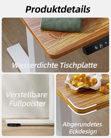 Регульований стіл BEXEVUE 120x60 см, електричний, з пам'яттю, для комп'ютера, білий