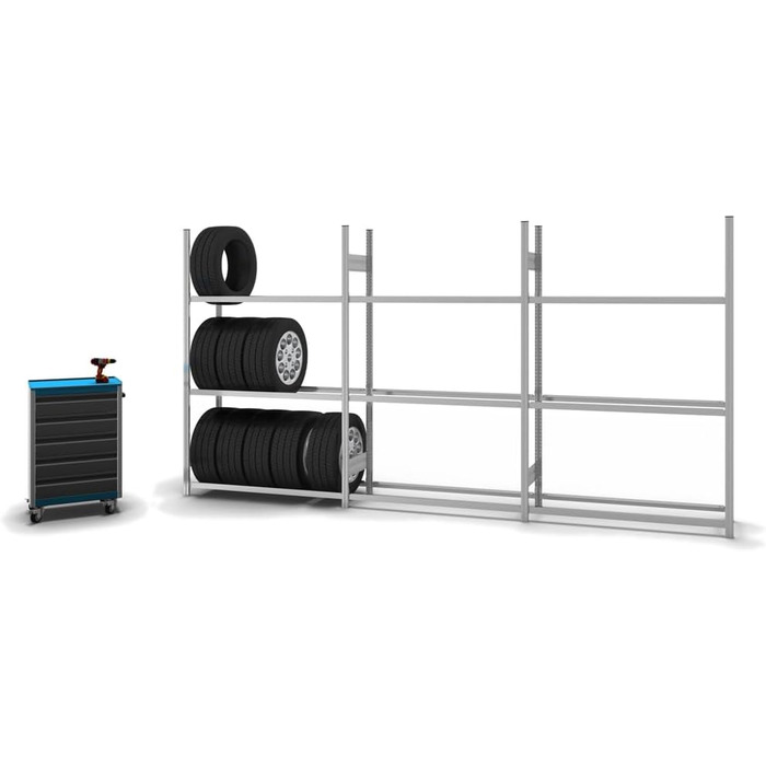 Регулятор для шин PROREGAL | Базовий стелаж | 200x100x40 см | 3 полиці | Максимальне навантаження 150 кг | Оцинкований | Стійка для шин у гараж | Базовий стелаж 200x130x40 см
