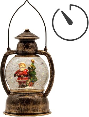 LED ліхтар Hellum у вигляді сніжної кулі на Новий рік, 14x20 см, з підсвіткою, на батарейках, для прикраси ялинки та дому