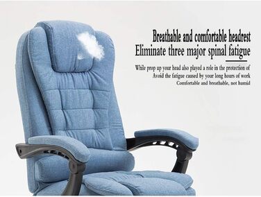 Офісне крісло WHOJA з регулюванням спинки 155° та підлокітниками, матеріал - тканина, максимальне навантаження 200 кг, 3 кольори (блакитний)