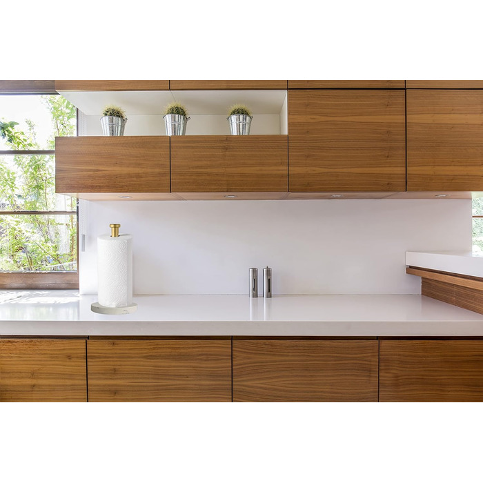 Тримач для паперових рушників на стільницю з мармуровою підставкою для кухні та ванної кімнати, білий/золотий