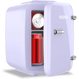 Міні-холодильник YASHE, 4 літри: для косметики, напоїв, 220V AC/ 12V DC, термоелектричне охолодження та нагрівання, для спальні, офісу, гуртожитку, авто (фіолетовий)