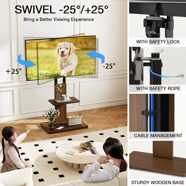 Підставка для телевізора TVON: мобільна, з регулюванням висоти, для 32-70 дюймів, до 45 кг, VESA 400x400 мм