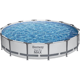 Комплект каркасного басейну Bestway Steel Pro MAX з фільтруючим насосом Ø 427 x 84 см, світло-сірий, круглий