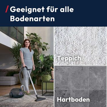 Пилголом Hoover HE2 Kompakt: потужний пилосос з мішком для твердих поверхонь та килимів, фільтр EPA, 3.5 л контейнер, аксесуари, 850 Вт, радіус дії 10 м [HE2Z10A]