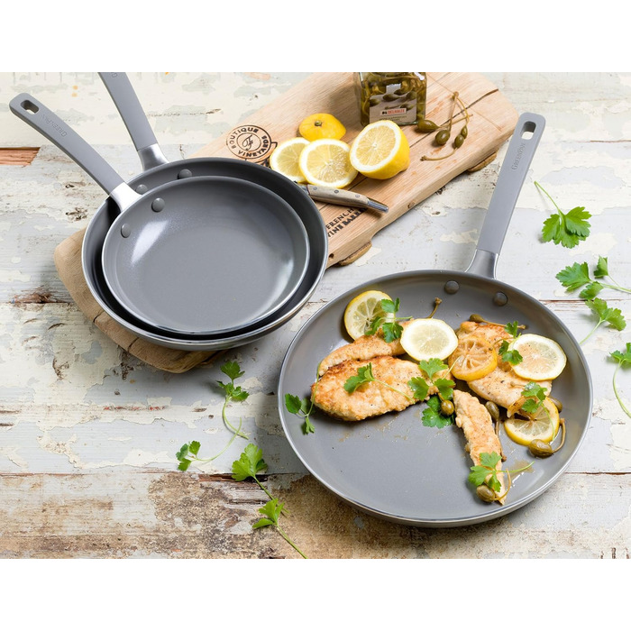 Сковорода GreenPan Melbourne з керамічним покриттям, індукційна, алюміній, Quartz Grey (39 x 21.3 x 6.8 см)