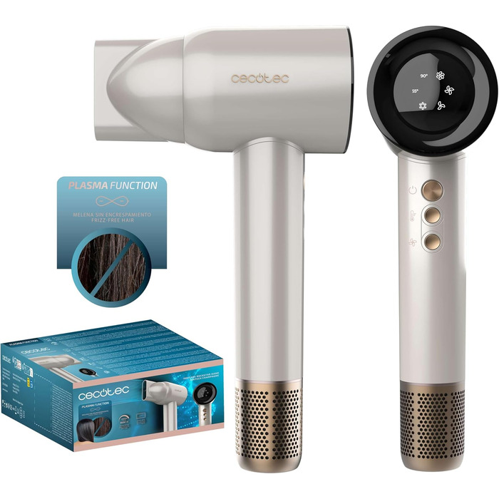 Фен Cecotec Ionicare Rockstar Nano Iontech Champagne з плазмою, 110 000 об/хв, дисплеєм та функцією збереження налаштувань