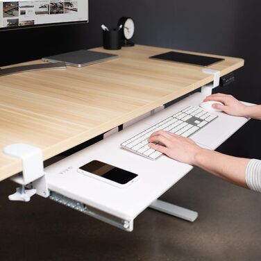 Висувна платформа для клавіатури VIVO, 27 x 11 дюймів (біла), кріплення на струбцині, MOUNT-KB05W