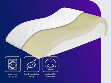 Ортопедична подушка для ніг Traumnacht Medical для запобігання пролежнів, бавовняний двошаровий чохол, сертифікат Öko-Tex, виробництво за німецькими стандартами якості. Чохол: бавовна, білий (з Visco-накладкою)