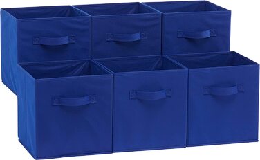 Складаний тканинний куб / органайзер Domopolis Basics з ручками, 26,6 x 26,6 x 27,9 см, бежевий, 6 предметів (однотонний темно-синій, одинарний)