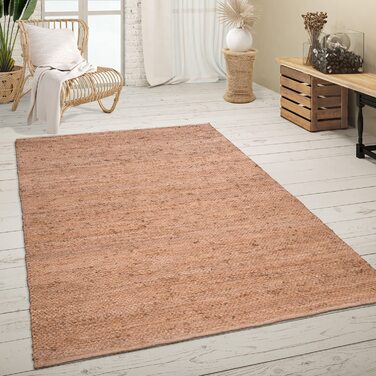 Домашній килим Paco з волокна ручної роботи, джутовий строкатий килим в сучасному стилі бохо, розмір 80x150 см, Колір (80x150 см, натуральна тканина 4)