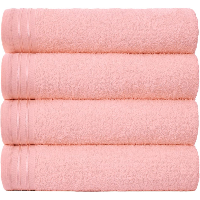 Великі рушники, банний рушник, дуже поглинаючий, єгипетська бавовна, набір рушників - 4 шт. и, дуже м'який рум'яний рожевий - швидкосохнучі простирадла - 450 г/м, рушники, що перуться, 75 x 135 см 75X135 см Blush Pink