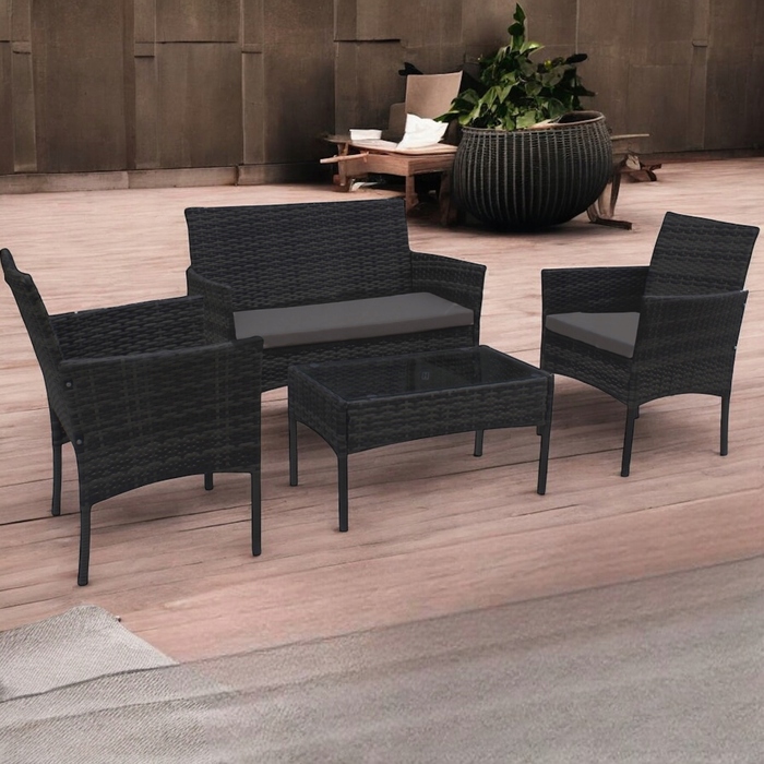 Комплект садових меблів із техноротанга MTG Trade Group, чорний, 4 предмети