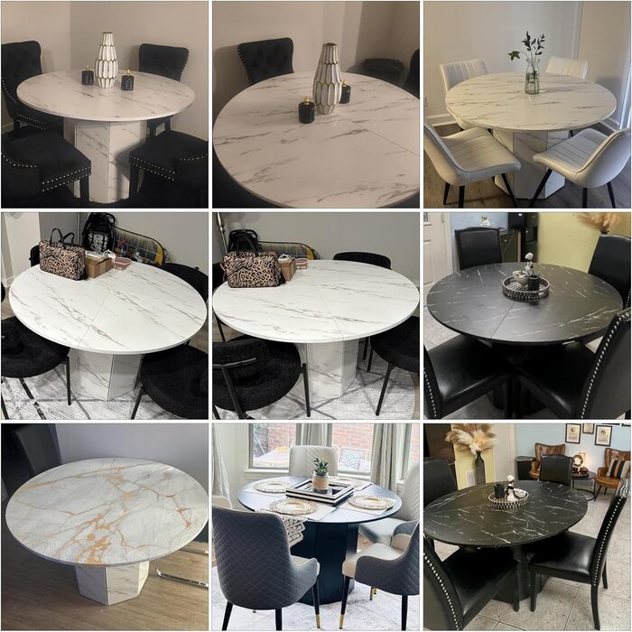 Круглий обідній стіл HSH для 4-6 осіб. Дерев'яний стіл для їдальні в сучасному стилі, 120 x 120 x 75 см, білий