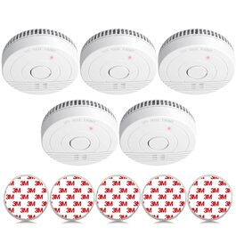 Датчик диму GS536GC з магнітною кріпленням, 5 шт. - Пожежний детектор з фотоелектричним сенсором, сертифікований DIN EN14604, 85 дБ