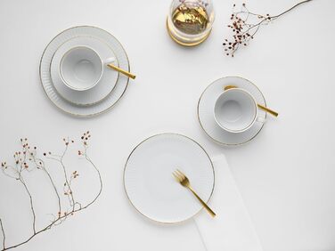 CreaTable Серія Valencia Pastell: 18-частинний кавовий сервіз на 6 осіб з порцеляни, Made in Europe (кремовий, блакитний, зелений)