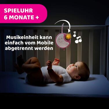 Дитяче ліжечко Chicco Next2Dreams з підсвічуванням і музикою - 3 в 1 дитячому ліжечку сумісна з дитячим ліжечком Next2Me, зі звуковими ефектами, нічним проектором і класичною музикою - більше 0 місяців, (рожевий)
