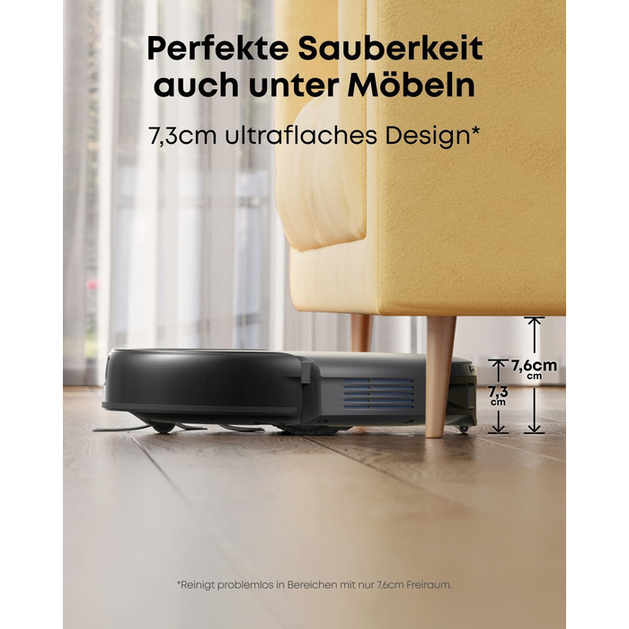 Робот-пилосос eufy C10 з автоматичною станцією самоочищення, 7,3 см, для прибирання килимів, з бічною щіткою для кутів, лазерна та інфрачервона навігація