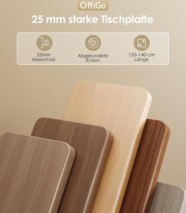 Регульований стіл OffiGo з 2 моторами, USB-C, 3 пам'яті, для столів 100-200 см (140 см, дуб)