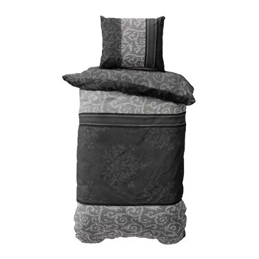 Комплект постільної білизни 200x200 з бавовни – Комплекти постільної білизни на всі сезони, м'яка та дихаюча, простирадло та наволочки 80x80 см на блискавці, Petrol (Natura Grau, 155x220 см (2-кількість))