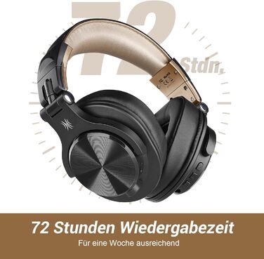 Накладні навушники OneOdio Bluetooth, стерео HiFi 72 години, бездротові, роз'єм 6,35 мм і 3,5 мм - золото