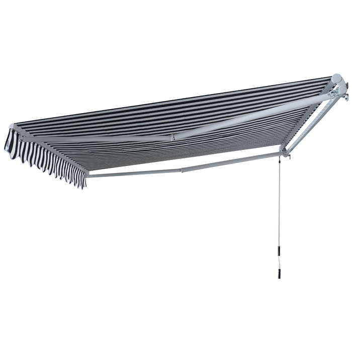 Тент Outsunny Folding Arm з ручною рукояткою 3,5x2,5 м сірий білий сонцезахисний захист з алюмінію та поліестеру для балкона патіо