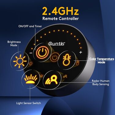 LED-лампа для монітора Quntis з радаром, авто вмикання/вимикання, пультом ДУ, 52 см, регулювання кольору та яскравості, таймер, захист від синього світла, USB-лампа для ПК