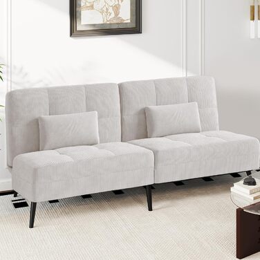 Диван-ліжко LUCKRACER 3-місний з регулюванням кута нахилу, Cordstoff, Бежевий