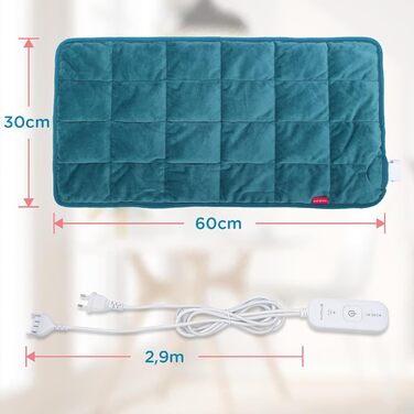 Електричний гріючий матрац для шиї та плечей Comfytemp з 9 рівнями нагріву, автовимкненням та вагою 1 кг. Розмір 56x48 см. Можливість прання.