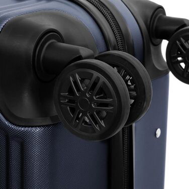 Набір валіз REDOLZ 3 шт. | Легкі валізи-тролі з ABS-пластику | Для жінок та чоловіків | 4 колеса, TSA-замок (Essentials 16) (Dark Blue, L 77 см)