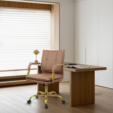 Крісло офісне Clatina, регульована висота, крісло для керівника з підлокітниками, обертове, для комп'ютера, коричневе, 1 шт.