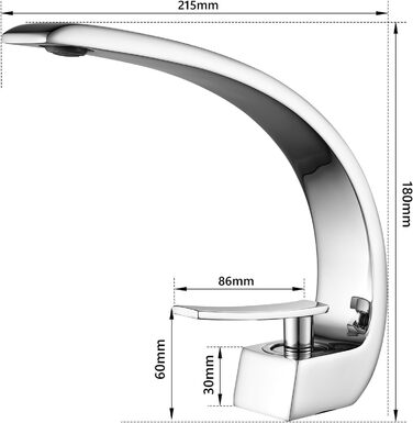 Змішувач для ванної кімнати/умивальника, хромований, латунний, для ванни, туалету, гостьового WC