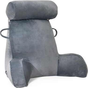 Подушка для читання MINGPINHUIUS XL для ліжка та дивана з знімною подушкою для шиї, ідеальна для дорослих, з піною з пам'яті для комфортного читання, роботи, ігор, перегляду телевізора та відпочинку (Сірий)