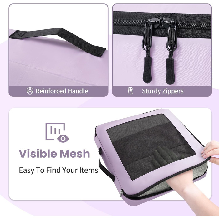 Набір органайзерів для подорожей у валізу, 10 шт, легкі пакувальні куби для впорядкування речей у дорогу (Фіолетовий)