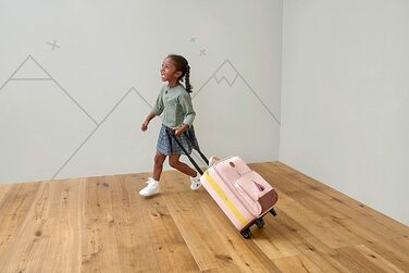 Повсякденний дитячий дорожній чемодан на візку з пакувальним ременем і коліщатками 46 см, 3 роки (вігвам)