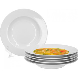 Набір посуду Van Well для 6 осіб: стильний кавовий сервіз з порцеляни, безпечний для миття в посудомийній машині (6 тарілок глибокі 23 см)