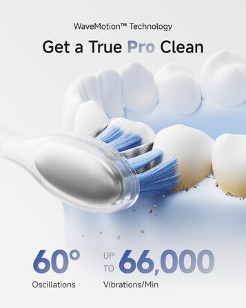 Електрична зубна щітка Laifen Wave Pro з 6 режимами, акумулятор на 70 днів, прозорий корпус (нержавіюча сталь)