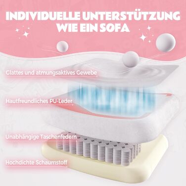 Ігровий крісло Dowinx з підніжкою, комфортний геймерський крісло для ПК, рожево-білий, для дорослих