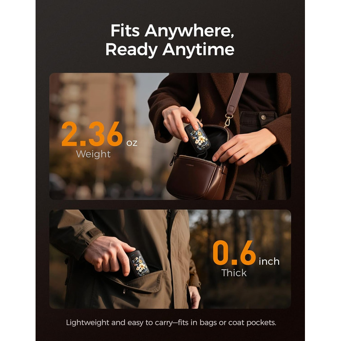 Електричні грілки для рук OCOOPA UT5 DuoHeat, 2 шт., швидкий нагрів, 8 годин роботи, 67г, багаторазові, для кемпінгу, полювання, подорожей, подарунок для чоловіків, чорний