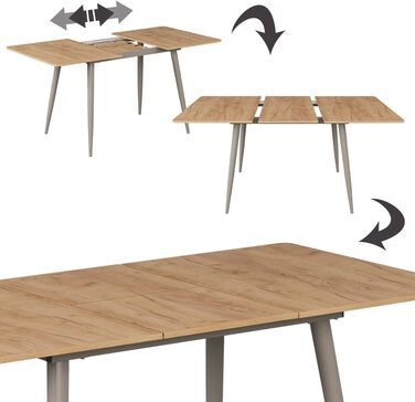 Розсувний стіл Vicco Esstisch Beaver, 80x70 см, золото-коричневий дуб/сірий, 120-160x75x80 см