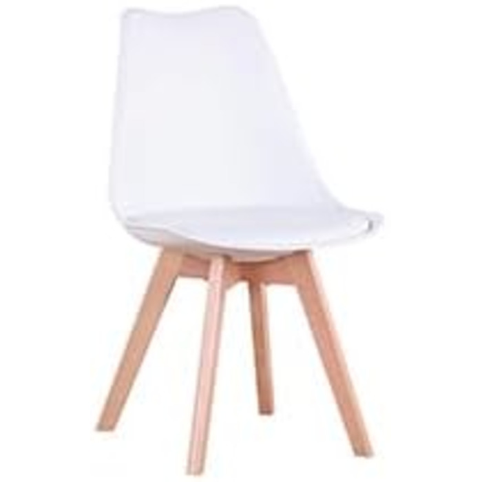 Обідня група GrandCA для дому з 6 стільцями: комплект обіднього столу та 6 стільців для вітальні, кухні, офісу (6 бежевих стільців + 1 білий стіл)