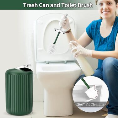 Набір аксесуарів для ванної кімнати 9 шт. Чорний та золотий: смітник, попільниця, диспенсер для мила, мильниця, тримач для зубних щіток, стакан для зубних щіток, щітка для унітазу та контейнер для ватних паличок