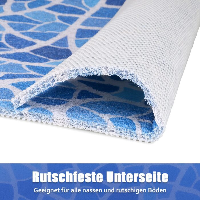 Безпечний нековзний килимок для душу, 60 * 60 см, м'який комфорт Килимок для ванної з дренажними отворами, масажні килимки для душа з ПВХ-люфи для вологих приміщень, швидковисихаючі (синя мозаїка-60 х 60 см)