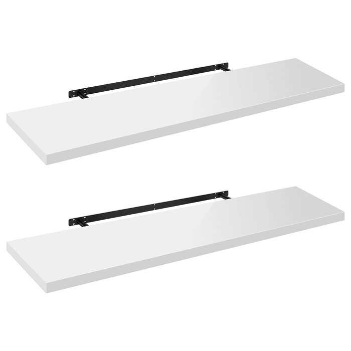 Полиця настінна WOLTU Volato набір 2 шт, плаваюча, для CD/DVD, книг, дерево, 110x22.9x3.8 см, біла глянцева RG9483ws-2