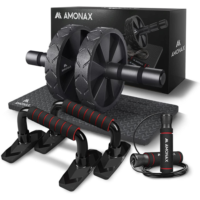 Роликовий тренажер для преса Amonax Gym 1,56 кг чорний