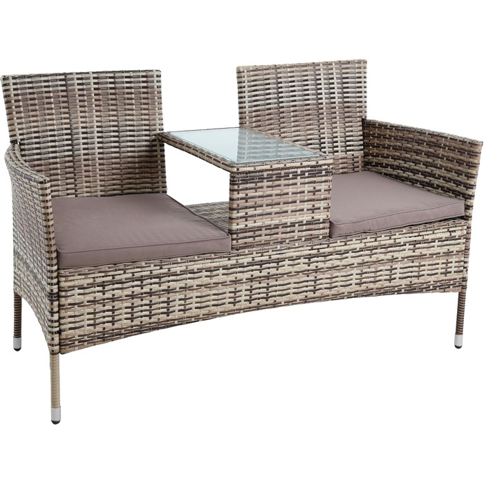 Садові меблі ESTEXO з ротангу: Лавка-диван 2-місна, комплект для саду та балкону, бежево-коричневий